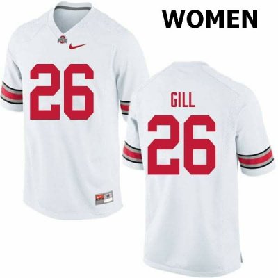 Women's Ohio State Buckeyes #26 Jaelen Gill White Nike NCAA College Football Jersey New IGL8444XY